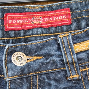 Genuine Fossil Jeans 10R ~ Dark Wash ~ Women Size 10 Regular ~ Embellished ~ Embroidered ~ Denim 100% Cotton ~Vintage Red Tag ~ Hong Kong