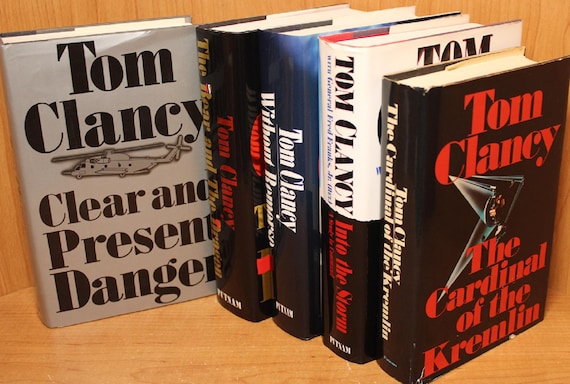 Tom Clancy Hardcovers Novels ~ Dust Jackets ~ First Editions + others~ Clear & Present Danger ~ Into the Storm ~ Vintage collectible Books