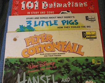Original Disneyland Record Albums ~ Vinyl Record 33 1/3 rpm ~ Walt Disney Productions~ Hallmarked & Dated ~Vintage Collectible Disney Record