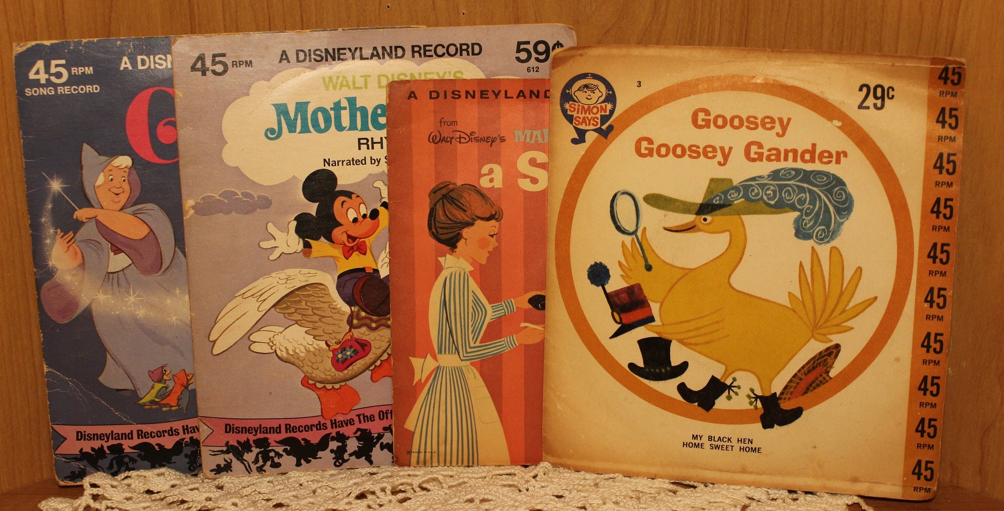 Simon Says- Disneyland Records Bundle ~ Lot of 4 Vinyl 45rpm