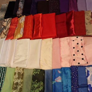 Silk Satin Velvet Knits Polyester Fabric Material Pieces ~ Variety of Colors and Patterns ~ Excellent for Doll Clothes ~ Craft Projects