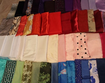 Silk Satin Velvet Knits Polyester Fabric Material Pieces ~ Variety of Colors and Patterns ~ Excellent for Doll Clothes ~ Craft Projects