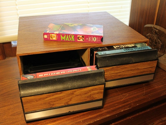 Vhs Storage Cabinet Organizer Faux Wood Black Overlay Etsy