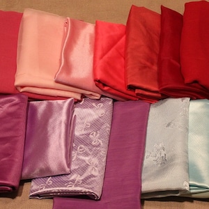 Silk Satin Velvet Knits Polyester Fabric Material & Remnants ~Variety of Colors and Patterns ~ Excellent for Doll Clothes ~ Craft Projects