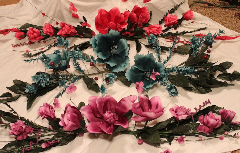 Silk Floral Hanging Swags Large Blossom Magnolias & Roses Etsy