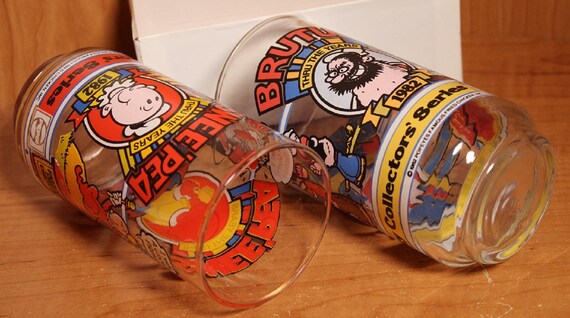 Popeyes & Pepsi Collector Glasses ~ 10th Anniversary 1933-1982