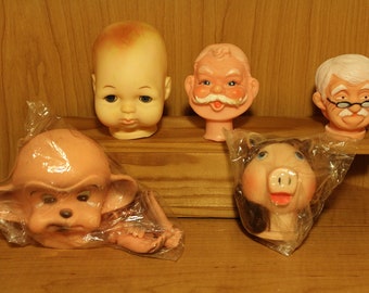 Doll Heads ~ New Unused ~ Doll Crafting Supply ~ Vinyl Doll Heads ~ Santa Claus ~ Mrs Claus ~ Hobo ~ Nice Sizes ~ Made in Hong Kong/Korea