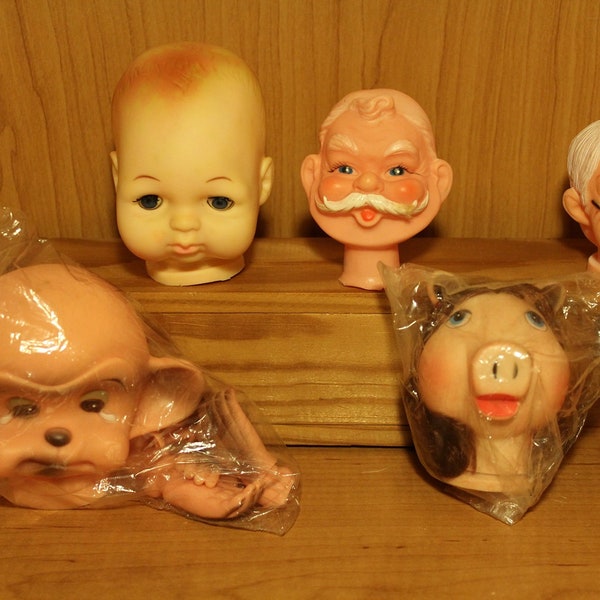 Doll Heads ~ New Unused ~ Doll Crafting Supply ~ Vinyl Doll Heads ~ Santa Claus ~ Mrs Claus ~ Hobo ~ Nice Sizes ~ Made in Hong Kong/Korea
