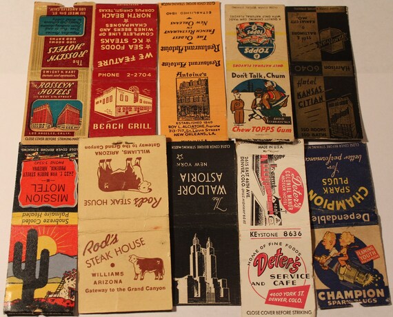 Fun Lot 100 Mixed Vintage Matchbook Covers 1930s to 70s Various Variety Bag