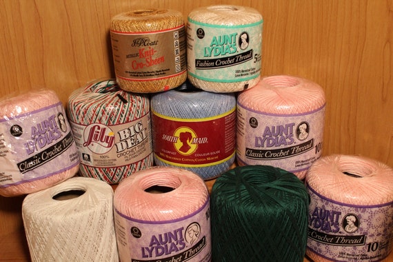 Crochet Thread Bundles Variety of Colors & Brands Size 10 Machine Washable  100% Cotton Crochet Projects Crafting and Art Needs 