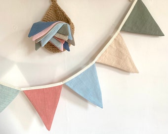 Linen bunting, kids bedroom bunting, party bunting, outdoor bunting, fabric bunting