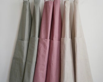 Linen apron, full apron, plain linen apron, handmade linen apron