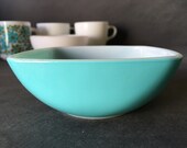 VINTAGE Turquoise Pyrex 410 Dip Snack Bowl - Small Blue Square Bowl, 12 Ounces, 1959