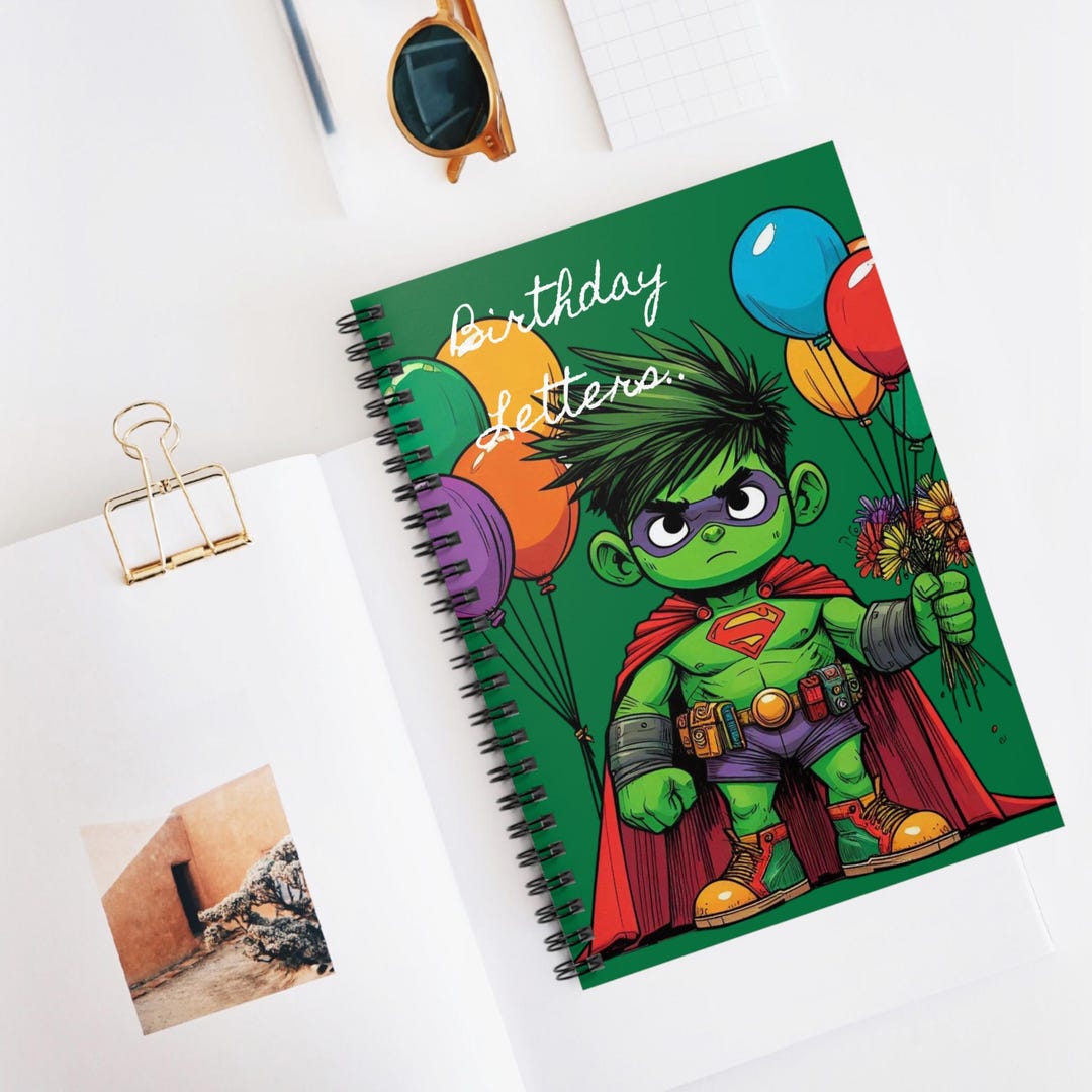 Birthday Letters Spiral Notebook Hulk Dressed as Superman- Ruled Line ...
