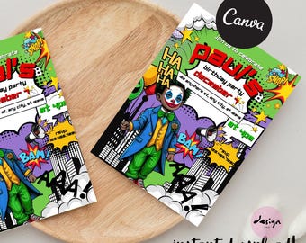 Invitación de cumpleaños editable de Joker Boy