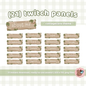 Cozy Cottagecore Panels for Twitch Streamers | Nature Theme / Gardencore / Aesthetic / Simple and Soft / Premade Art