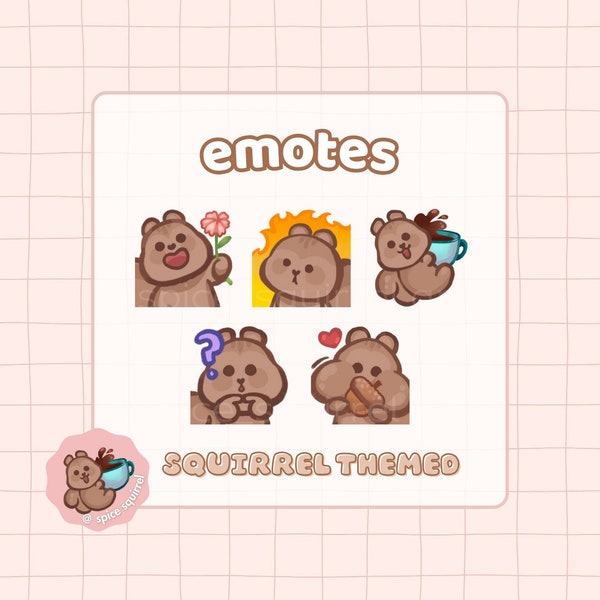 6 Squirrel/Chipmunk Twitch & Discord Emotes | Cute Assets for Streamers | Instant Download