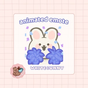 Animated White Bunny Twitch & Discord Emote | Kawaii Aesthetic / Cute / Silly / Simple and Soft / Premade Art