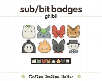 Pixel Ghibli-Inspired Sub & Bit Badges | Cozy Anime Twitch Badges | Pixel Badge Set