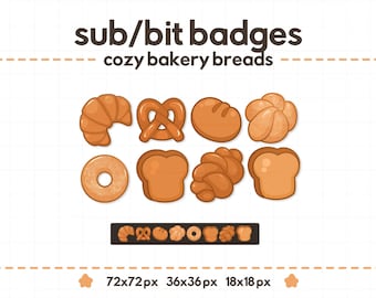 8 Cafe Bakery Bread Sub or Bit Badges / Twitch / 8 tier