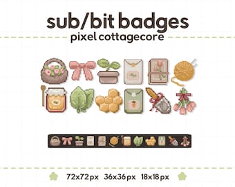 12 Cozy Cottagecore Pixel Sub or Bit Badges: Farm and Garden Theme / Twitch / 12 tiers