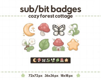 8 odznak Fairycore Twitch: Grzyb, Motyl, Motyw Księżyca / Twitch / 8 poziomów