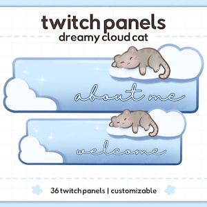 36枚の夢のような雲猫パネル / ブルー / Twitch / インスタントデジタルダウンロード