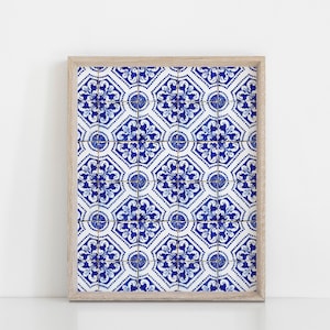 Portuguese Tile Print, Blue Tiles Print, Indigo Blue Decor, Azulejo Print Poster, Blue Azulejo Poster, Portuguese Wall Art, Home Decor