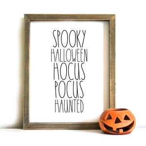 Spuk Druck, Halloween Druck, Halloween Dekor, druckbare Halloween Kunst, Rae Dunn inspiriert, Hokus Pokus Zeichen, Haunted Print, Halloween Zeichen