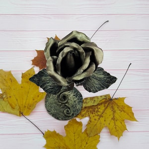 6th anniversary gift, iron anniversary, metal rose sculpture, iron gift,  Christmas gift, gift for her, anniversary gift, forged rose, rose