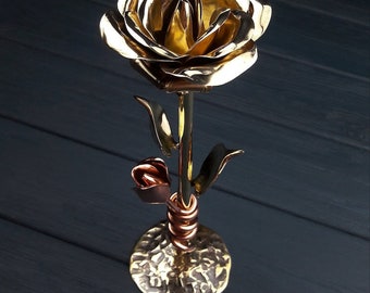 8th anniversary gift for her, bronze rose, bronze anniversary gift, 8 year anniversary gifts, gift for her, bronze flowers