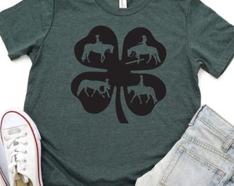 Youth 4H Clover of Horses Graphic Tee // 4-H shirt // Country // Western // Farm Kid
