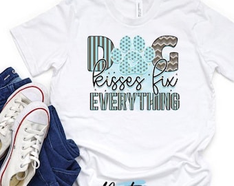 Youth Dog Kisses Fix Everything Tee - Bella Canvas