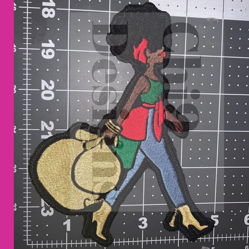 Money Bags Afro Iron on Patch | Etsy