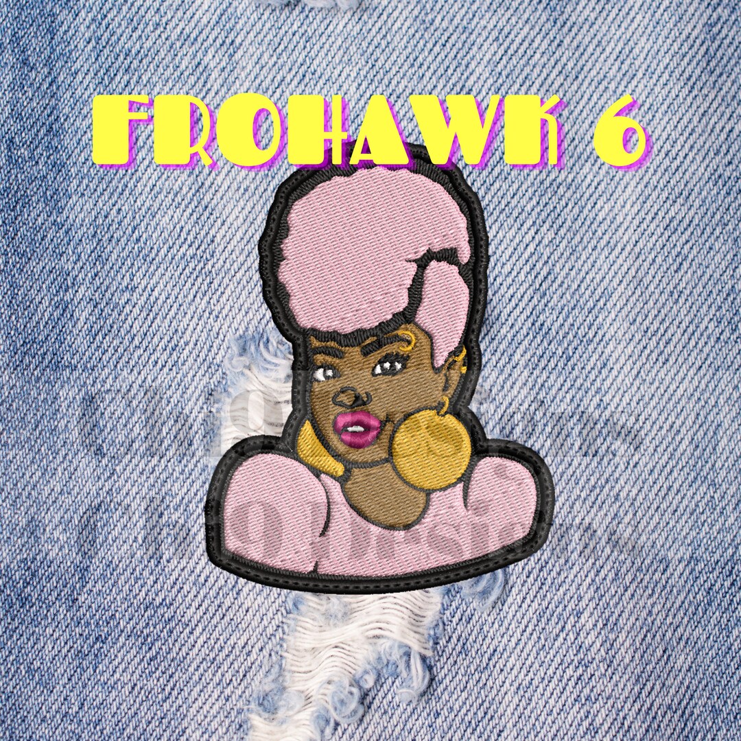 Frogawk Frohawk Afro Lady Embroidered Iron on Patch (4x7 In) - Etsy