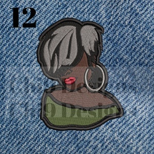 Woman Patch 2, Blue Hairstyle, Embroidered Iron on Patch, Afrocentric Patch 11