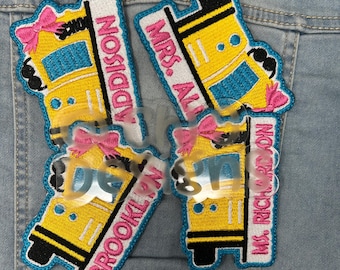 Custom School Bus Embroidered Patch: Personalized Iron-On/Sew-On