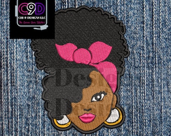 Sassy with Bows I Afro Iron on Embroidered Patch