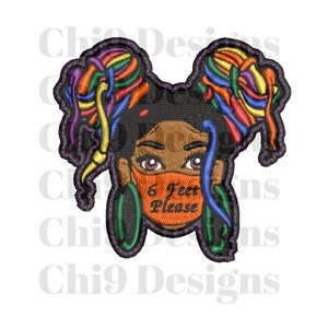 Embroidered Iron On Patch, Rainbow Hair, Brown Skin, Dreads,
