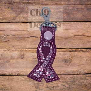 Blinged Pink Awareness Ribbon Key Fob
