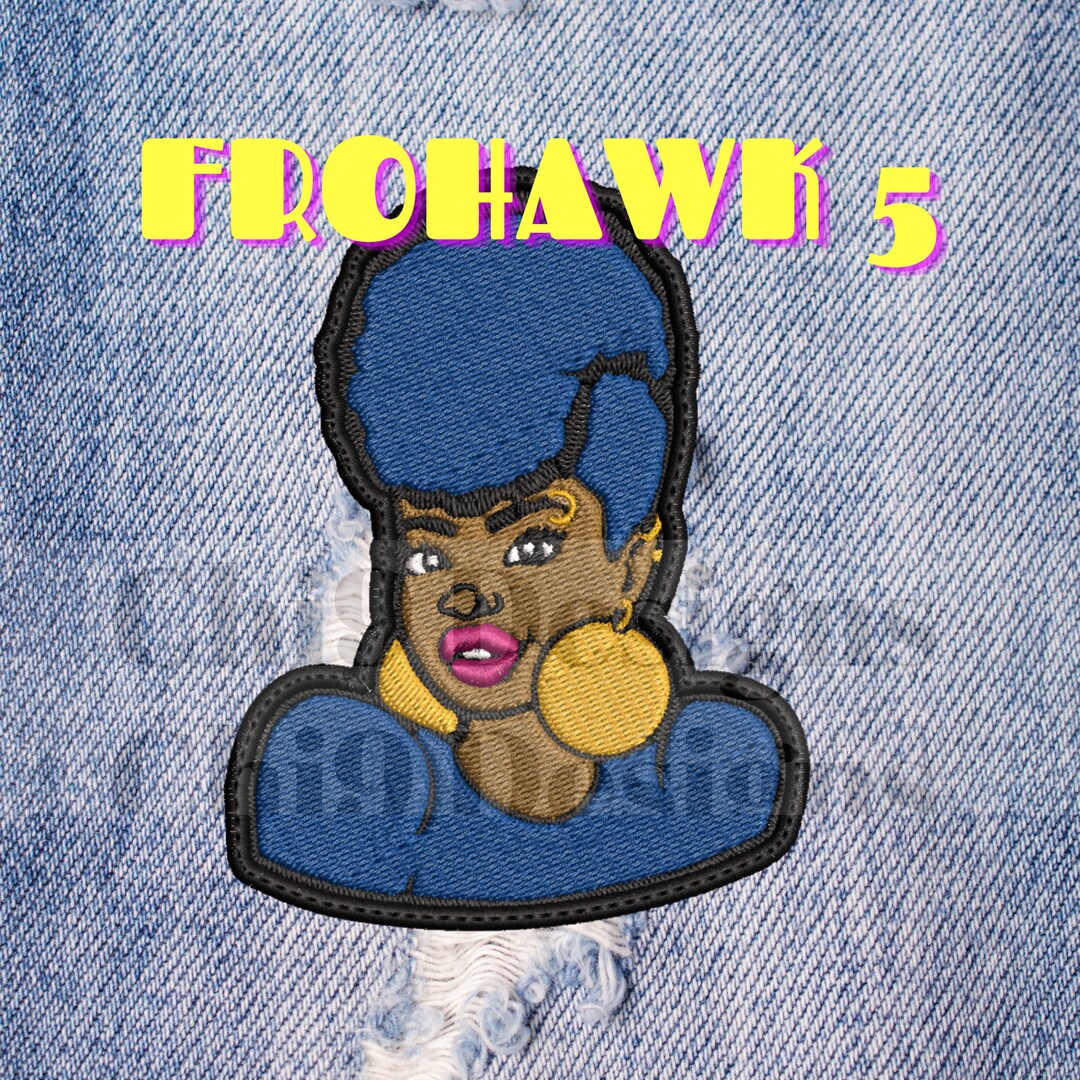 Frogawk Frohawk Afro Lady Embroidered Iron on Patch (4x7 In) - Etsy