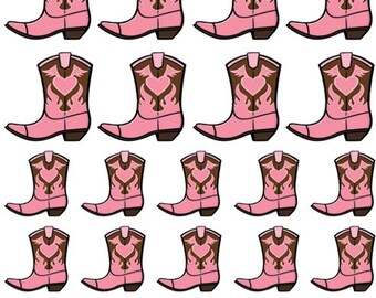 Nail Decals - Pink Cowboy Cowgirl Boots Western Nail Art Design - Child / Adult - Nail Stickers, Tattoos, Jamberry