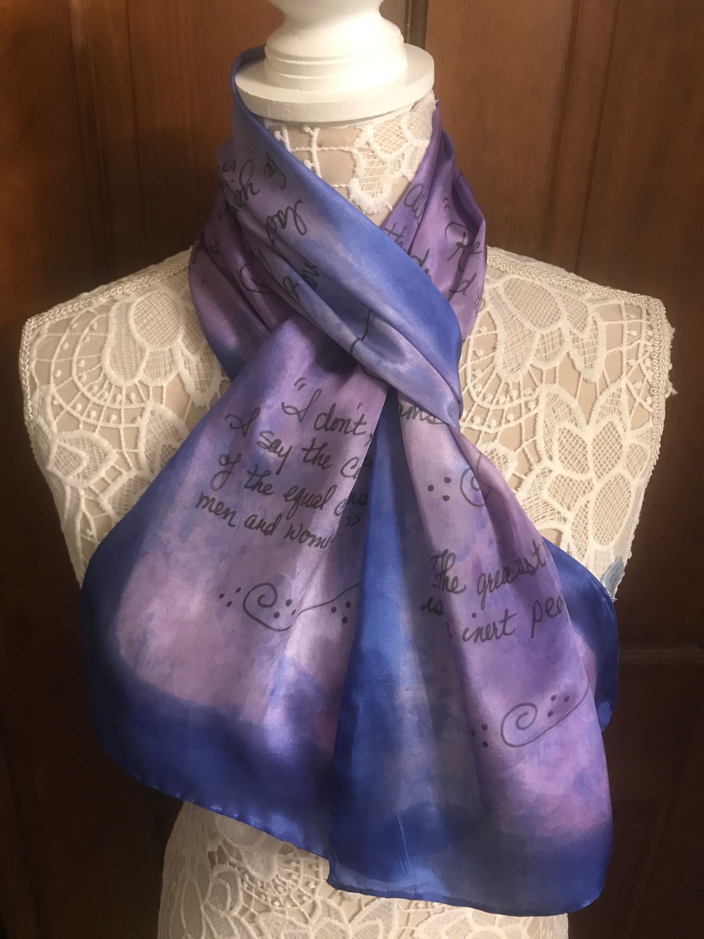 RBG Quotes: colorful hand dyed silk scarf handwritten with | Etsy
