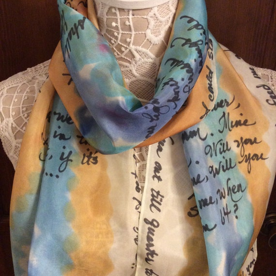 When Im 64 By The Beatles Hand Dyed Silk Scarf With Etsy