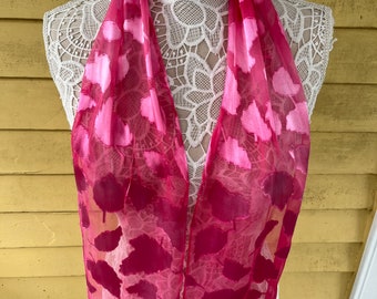 Hand dyed deep pink petite silk-rayon scarf