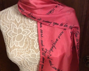 With a Little Help From My Friends by the Beatles hand dyed, handwritten silk scarf