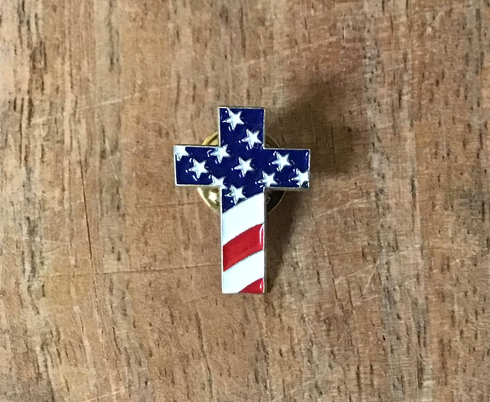 Cross patriotic USA America lapel pin brooch jewelry Etsy