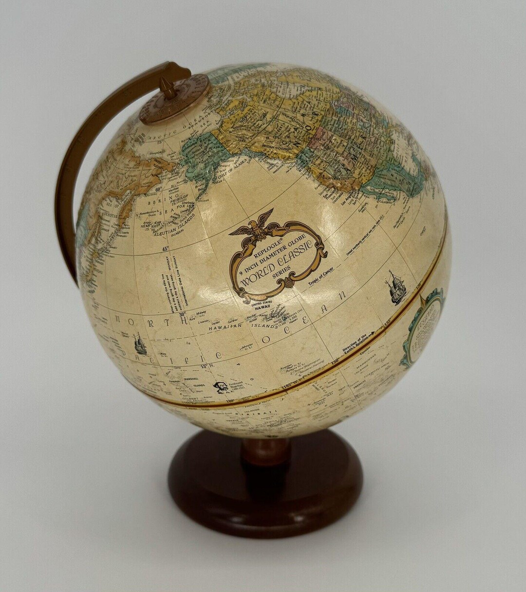 Vintage Replogle 9 Globe World Classic Series With Wood Stand. Made in ...