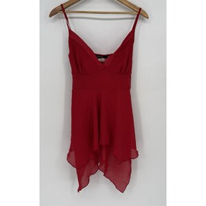 Rampage Vintage Y2K Fairy Red Cami Tank Top Women&#39;s Size Large V-Neck Semi Sheer