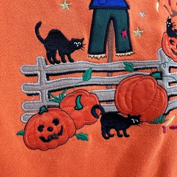 90s Streetwear Halloween Sweatshirt Embroidered P… - image 2